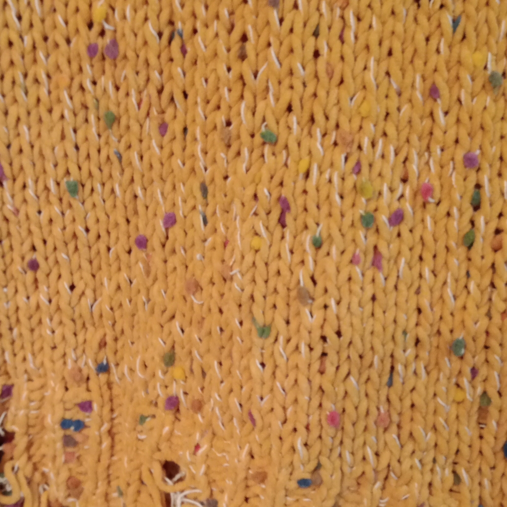 124 Pol Confetti knitted mustard distress sweater with bubble sleeves size S✔️ - Picture 6 of 10